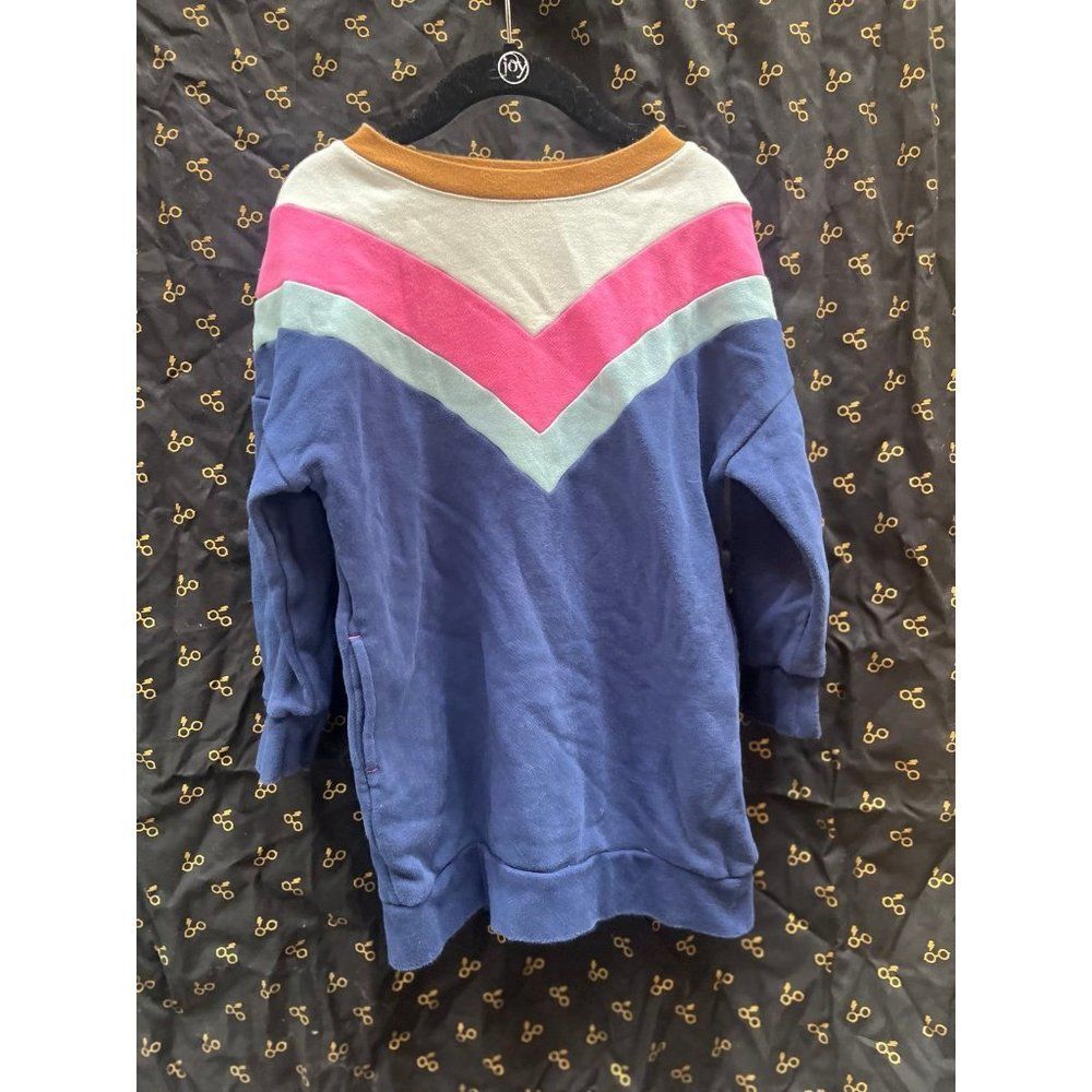 Mini boden girls size 5 6 years sweatshirt dress blue pink yellow